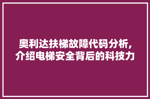 奥利达扶梯故障代码分析,介绍电梯安全背后的科技力量