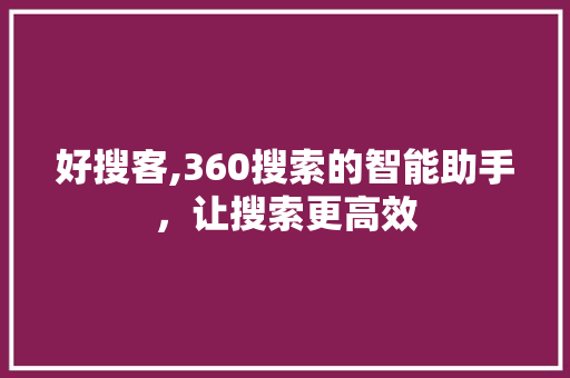 好搜客,360搜索的智能助手，让搜索更高效