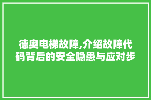 德奥电梯故障,介绍故障代码背后的安全隐患与应对步骤