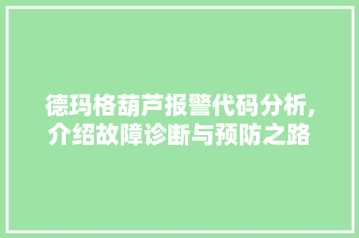 德玛格葫芦报警代码分析,介绍故障诊断与预防之路