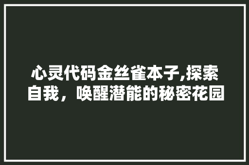 心灵代码金丝雀本子,探索自我，唤醒潜能的秘密花园