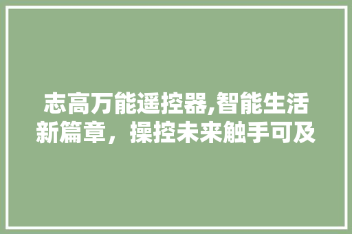 志高万能遥控器,智能生活新篇章，操控未来触手可及