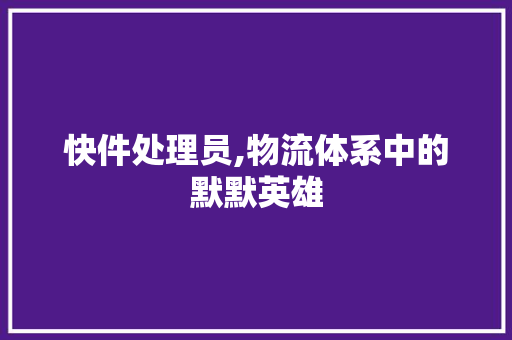 快件处理员,物流体系中的默默英雄