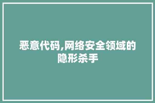 恶意代码,网络安全领域的隐形杀手