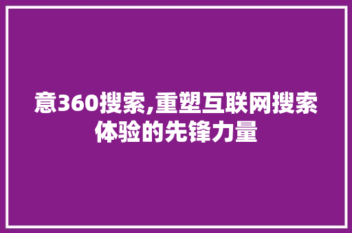 意360搜索,重塑互联网搜索体验的先锋力量