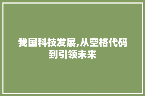 我国科技发展,从空格代码到引领未来