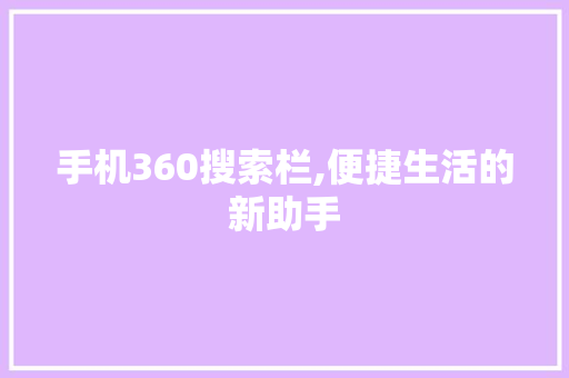 手机360搜索栏,便捷生活的新助手