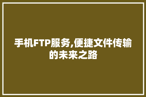 手机FTP服务,便捷文件传输的未来之路