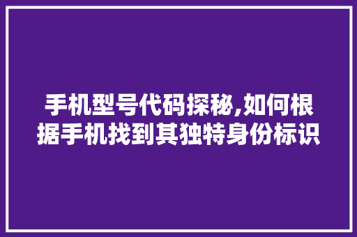 手机型号代码探秘,如何根据手机找到其独特身份标识