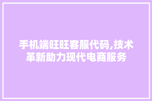 手机端旺旺客服代码,技术革新助力现代电商服务