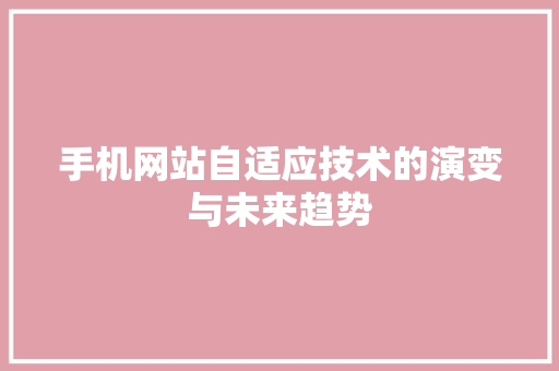 手机网站自适应技术的演变与未来趋势