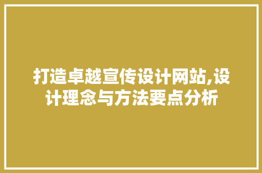 打造卓越宣传设计网站,设计理念与方法要点分析