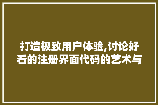 打造极致用户体验,讨论好看的注册界面代码的艺术与科学