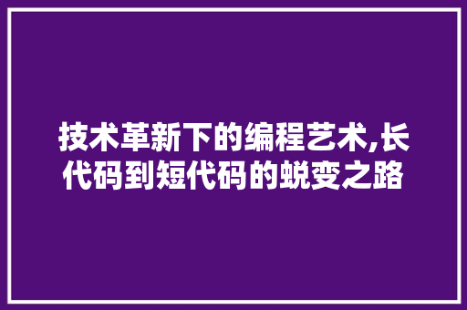 技术革新下的编程艺术,长代码到短代码的蜕变之路