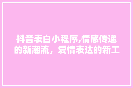 抖音表白小程序,情感传递的新潮流，爱情表达的新工具