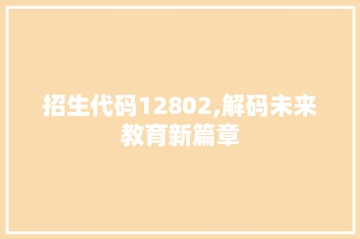 招生代码12802,解码未来教育新篇章