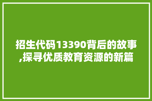 招生代码13390背后的故事,探寻优质教育资源的新篇章 JavaScript