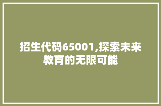 招生代码65001,探索未来教育的无限可能