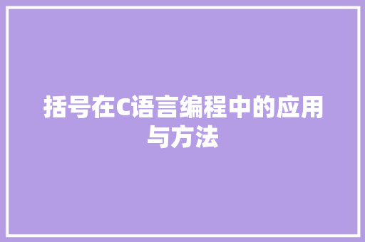 括号在C语言编程中的应用与方法