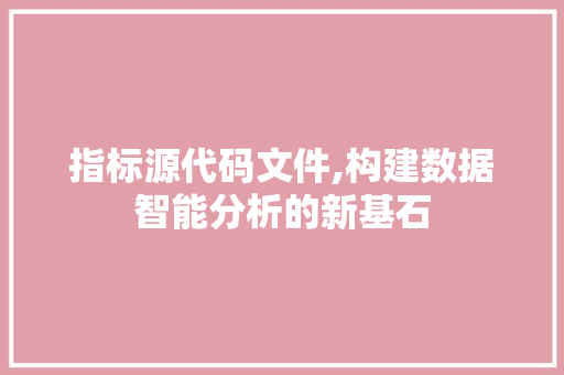 指标源代码文件,构建数据智能分析的新基石