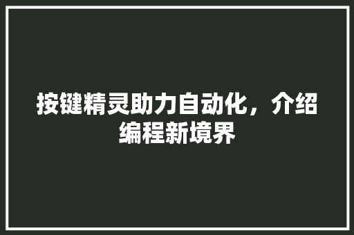 按键精灵助力自动化，介绍编程新境界