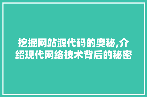 挖掘网站源代码的奥秘,介绍现代网络技术背后的秘密