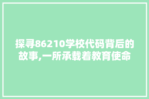 探寻86210学校代码背后的故事,一所承载着教育使命的学校 HTML