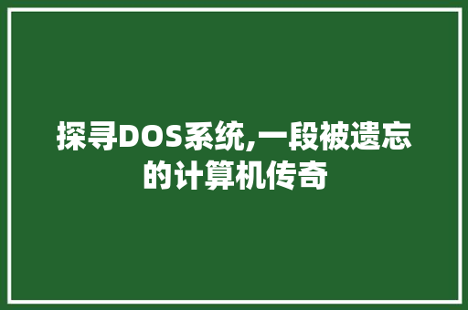 探寻DOS系统,一段被遗忘的计算机传奇