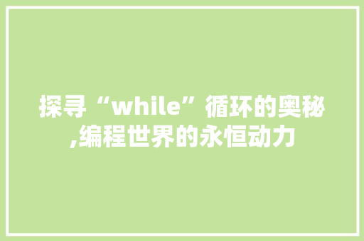 探寻“while”循环的奥秘,编程世界的永恒动力