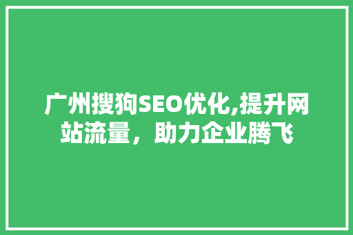 广州搜狗SEO优化,提升网站流量，助力企业腾飞