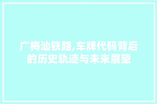 广梅汕铁路,车牌代码背后的历史轨迹与未来展望