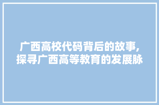 广西高校代码背后的故事,探寻广西高等教育的发展脉络