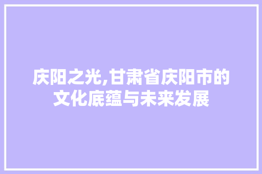 庆阳之光,甘肃省庆阳市的文化底蕴与未来发展