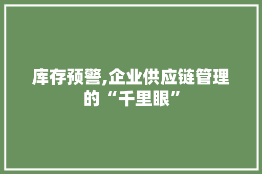 库存预警,企业供应链管理的“千里眼”