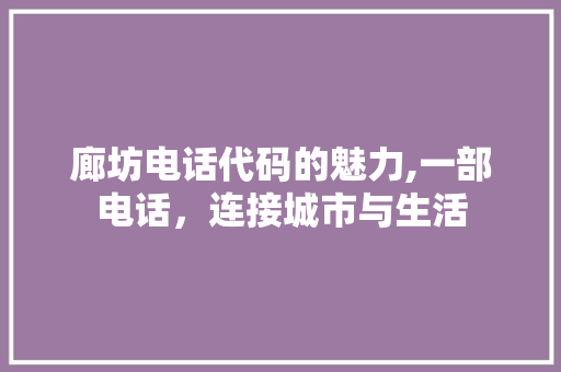 廊坊电话代码的魅力,一部电话，连接城市与生活