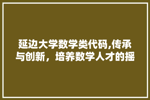 延边大学数学类代码,传承与创新，培养数学人才的摇篮 SQL