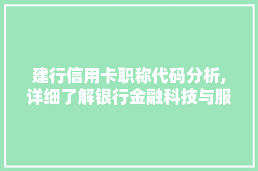 建行信用卡职称代码分析,详细了解银行金融科技与服务创新