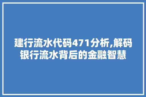 建行流水代码471分析,解码银行流水背后的金融智慧