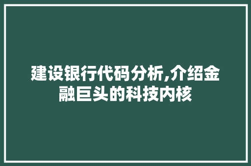 建设银行代码分析,介绍金融巨头的科技内核