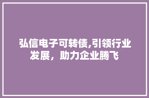 弘信电子可转债,引领行业发展，助力企业腾飞