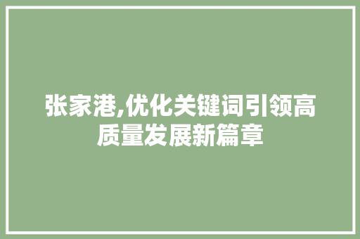 张家港,优化关键词引领高质量发展新篇章