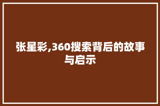 张星彩,360搜索背后的故事与启示