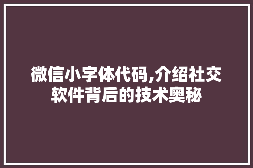 微信小字体代码,介绍社交软件背后的技术奥秘