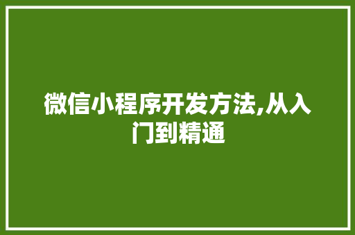 微信小程序开发方法,从入门到精通