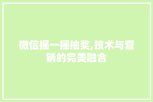 微信摇一摇抽奖,技术与营销的完美融合