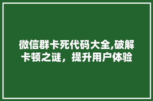 微信群卡死代码大全,破解卡顿之谜，提升用户体验