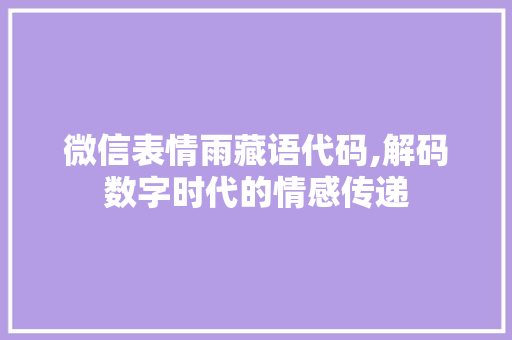 微信表情雨藏语代码,解码数字时代的情感传递