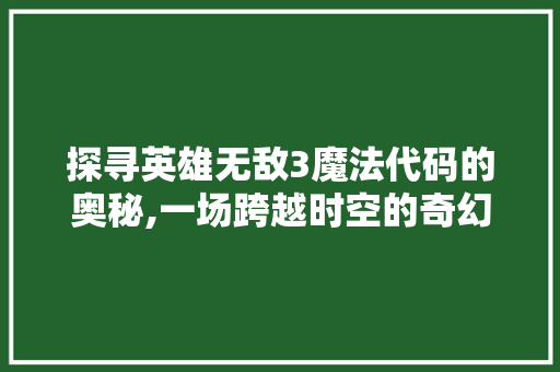 探寻英雄无敌3魔法代码的奥秘,一场跨越时空的奇幻之旅