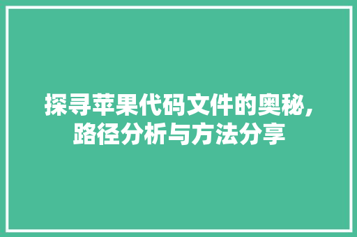 探寻苹果代码文件的奥秘,路径分析与方法分享