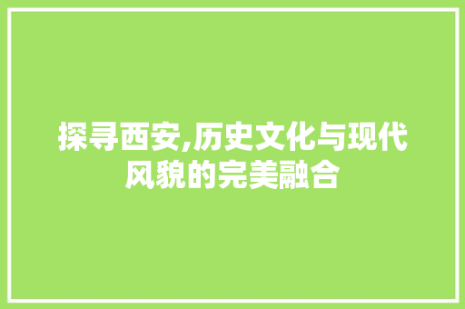 探寻西安,历史文化与现代风貌的完美融合